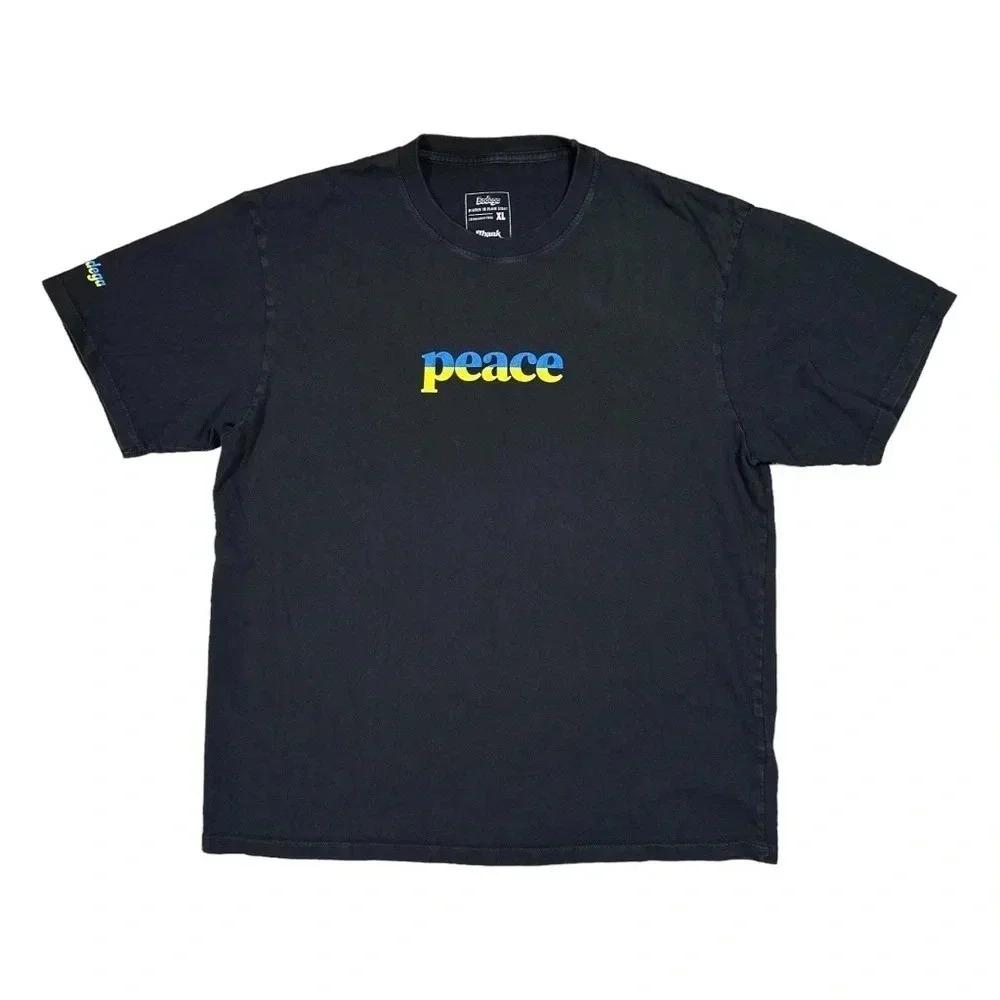 Bodega Clothing Peace Ukraine Logo Black Yellow Blue T Shirt  Mens XL